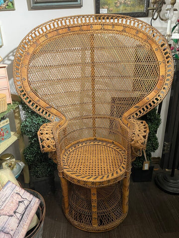 Vintage Rattan Peacock chair as is 44 in wide IN STORE PICK UP ONLY