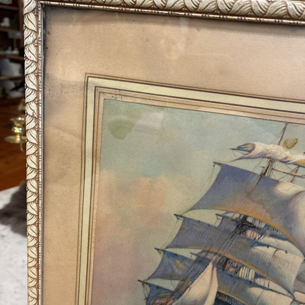 Vintage Framed Clipper Artwork 12.5 x 16.5
