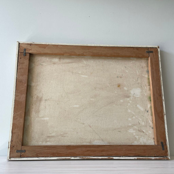 Moxie - Trees Painting In Simple White Primitive Frame - 27 x 20.5"
