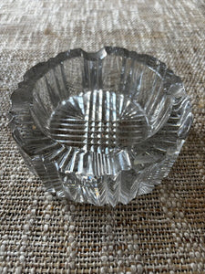 VINTAGE CRYSTAL CIGAR ASHTRAY ETCHED STARBURST