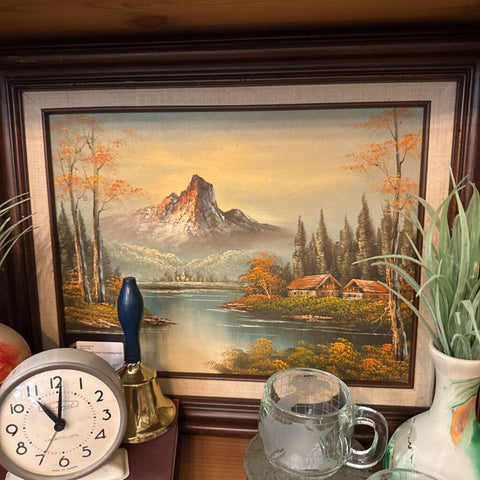 Framed Mountain Oil Painting 17x21