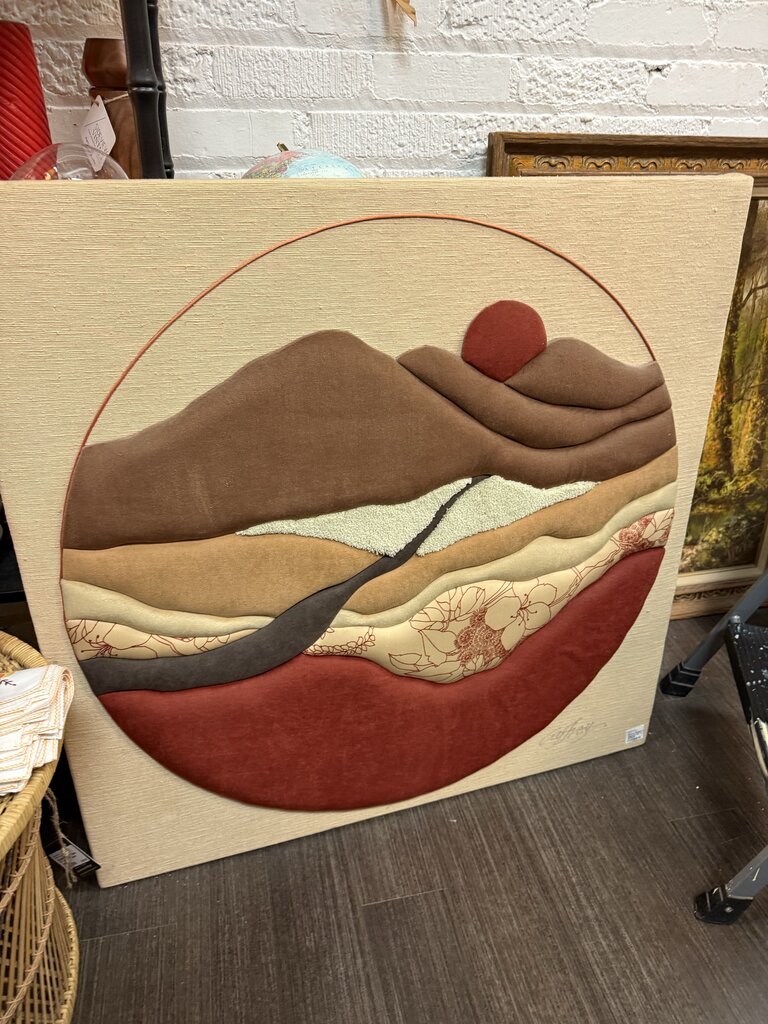 Mixed Media Fabric Art Signed 36" x 36" W1409