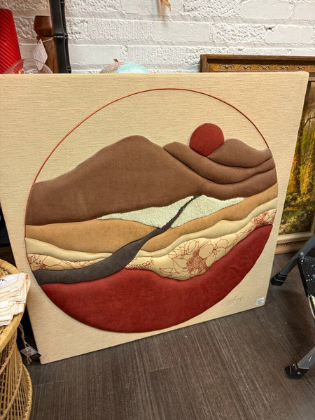 Mixed Media Fabric Art Signed 36" x 36" W1409