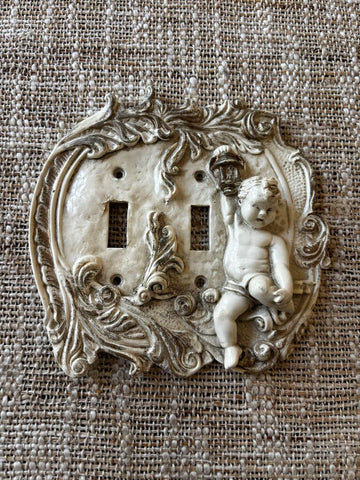 Vintage 1960s Cherub Double Switch Plate