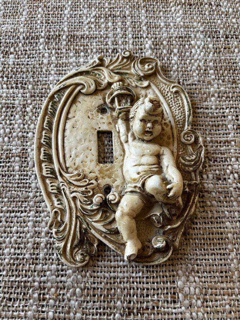 Vintage 1960s Cherub Single Switch Plate