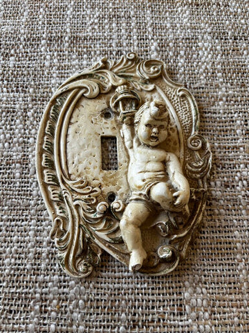 Vintage 1960s Cherub Single Switch Plate