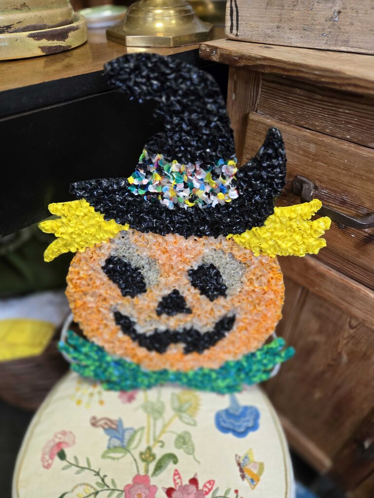 Melted plastic popcorn pumpkin 17" tall