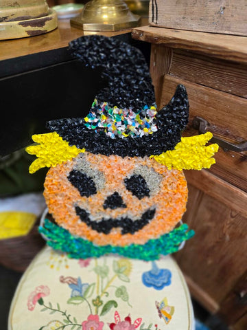 Melted plastic popcorn pumpkin 17" tall