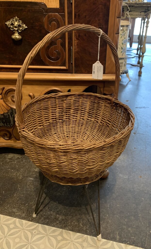 Vintage Basket on Hair Pin Legs~ 15" w x 29" t