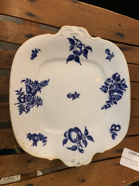Vintage Blue & White Ironstone Plate~ 9" x 10"