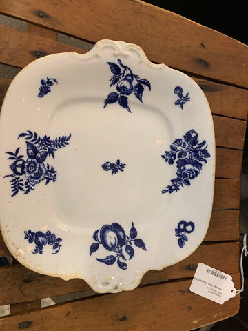 Vintage Blue & White Ironstone Plate~ 9" x 10"