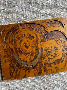 1912 Wood Carving of Dogs