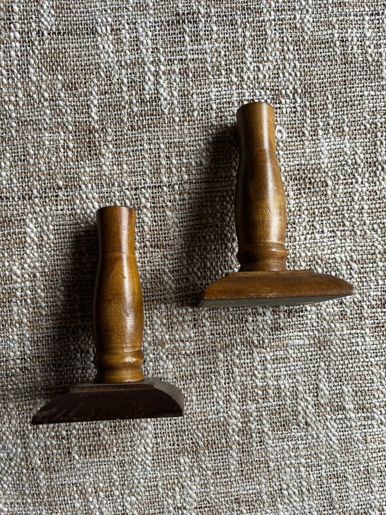 Pair of Vintage Wood Candle Holders