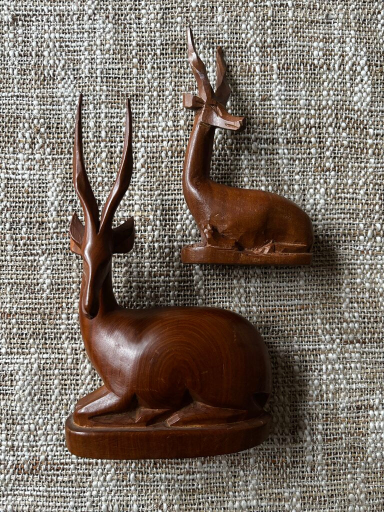 Pair of Vintage Wooden Antelope