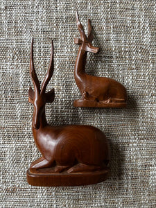 Pair of Vintage Wooden Antelope