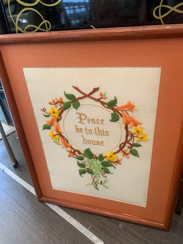 Vintage framed Peace to this house 17 x 21
