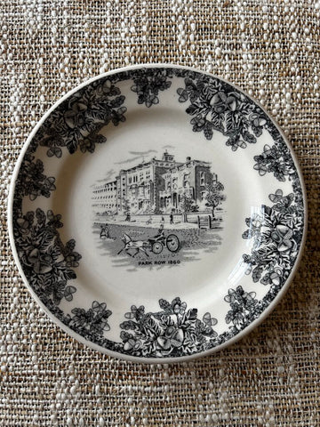 Vintage Shenango China Anchor Hocking 7" Plate Black Transfer Park Row