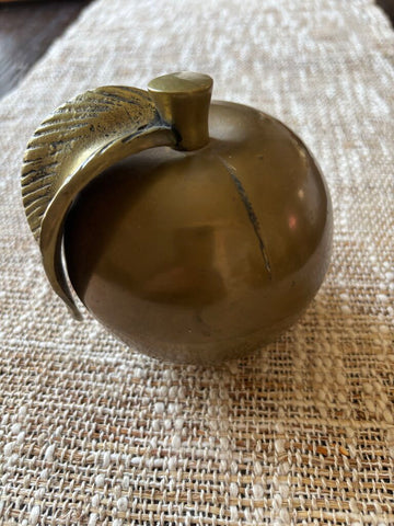 VTG Brass Apple Paper Weight Korea