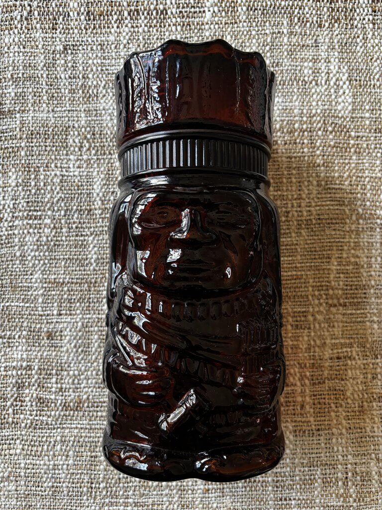 1960s Amber Glass Indian Chief Tobacco Jar