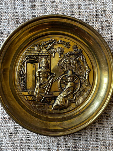Vintage Jenny Jones Hammered Brass Plate, Made In England