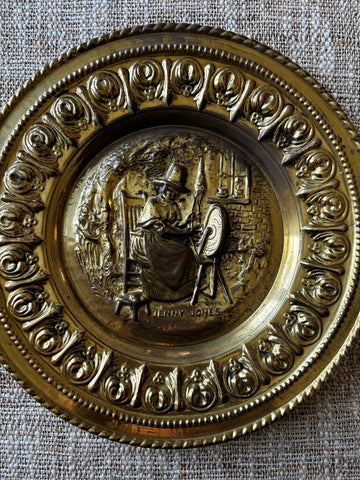 Vintage Jenny Jones Hammered Brass Plate, Made In England