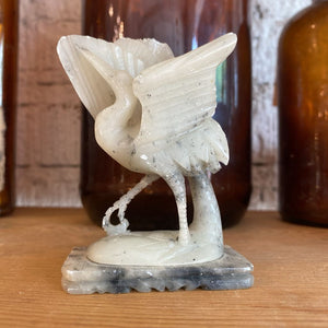 Vintage Soapstone Crane Figure 3.5"h x 2.5"w