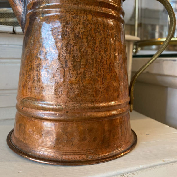 Vintage Hammered Copper Coffee Pot w/ Hinged Lid 7"w x 7"h