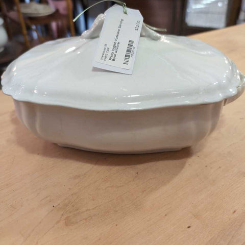 Pretty English Ironstone Serving Bowl w/Cover