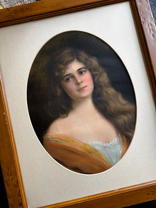 Vintage Framed Print of Young Girl from 1900s