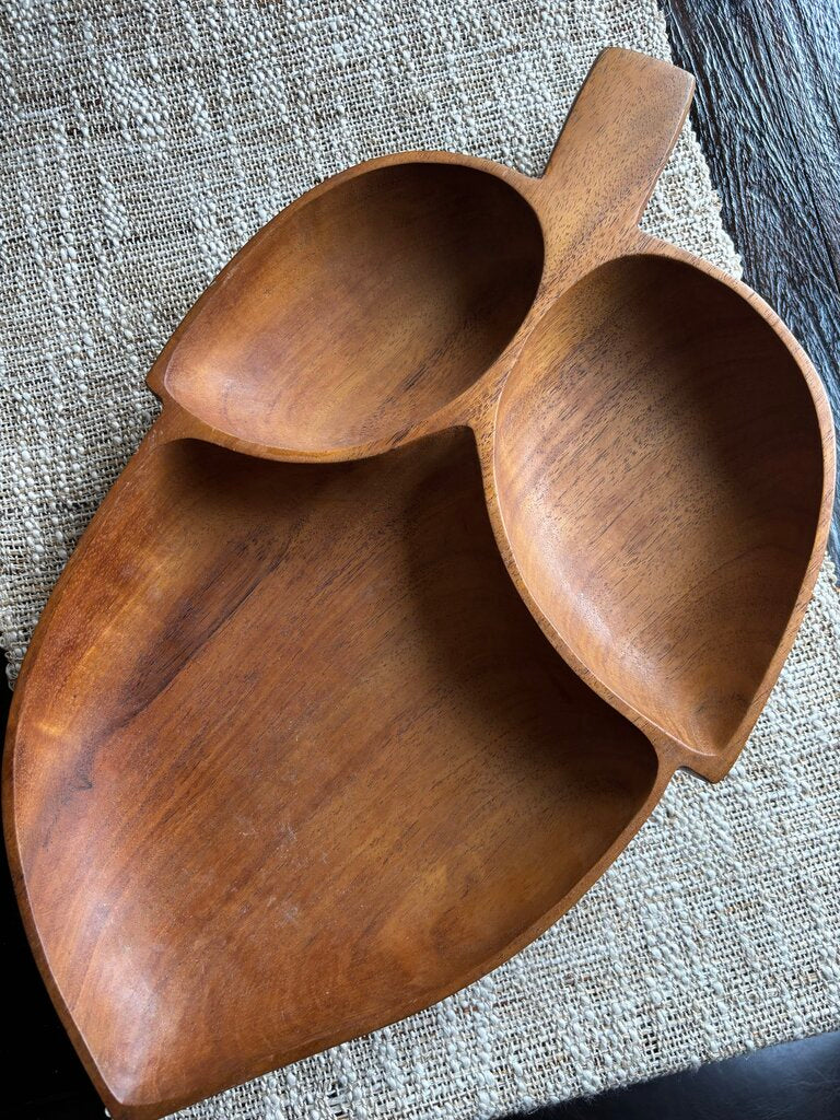 Monkey Pod Wood Leaf Serving Tray Heavy