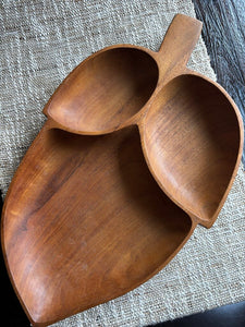 Monkey Pod Wood Leaf Serving Tray Heavy