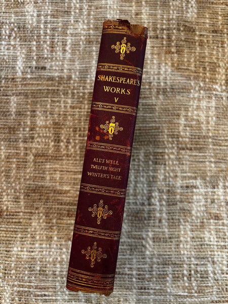 Set of 6 Antique 1899 Leather Complete Works of Shakespeare Books