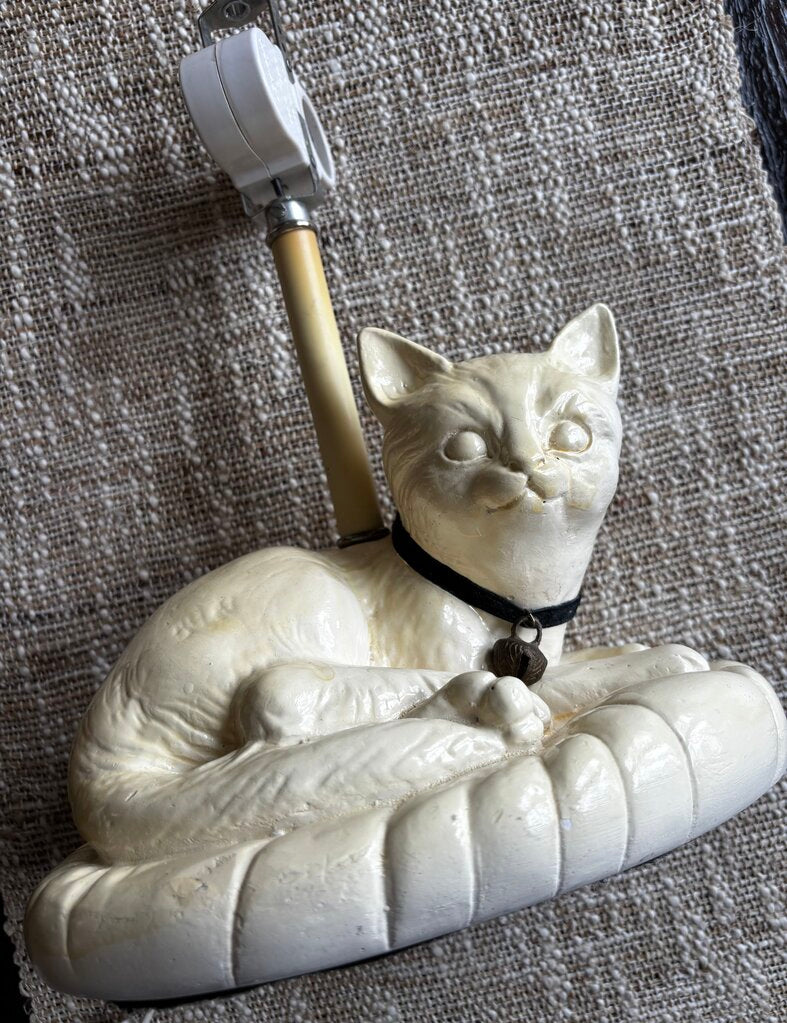 Vintage Plaster Cat Lamp