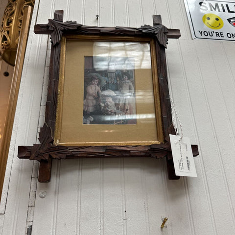 Antique Tramp Art Frame 13.5x16"