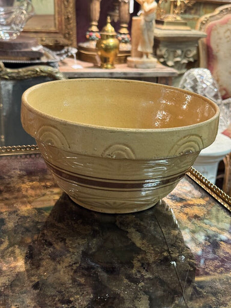Large yellow ware striped bowl