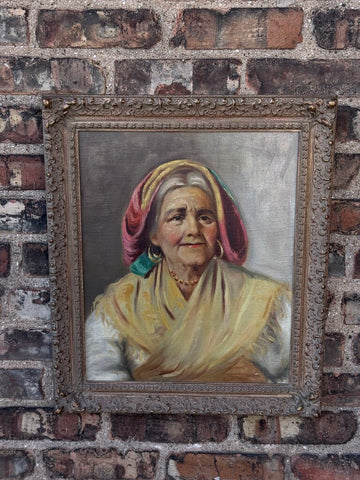 Female portrait vintage oil on canvas