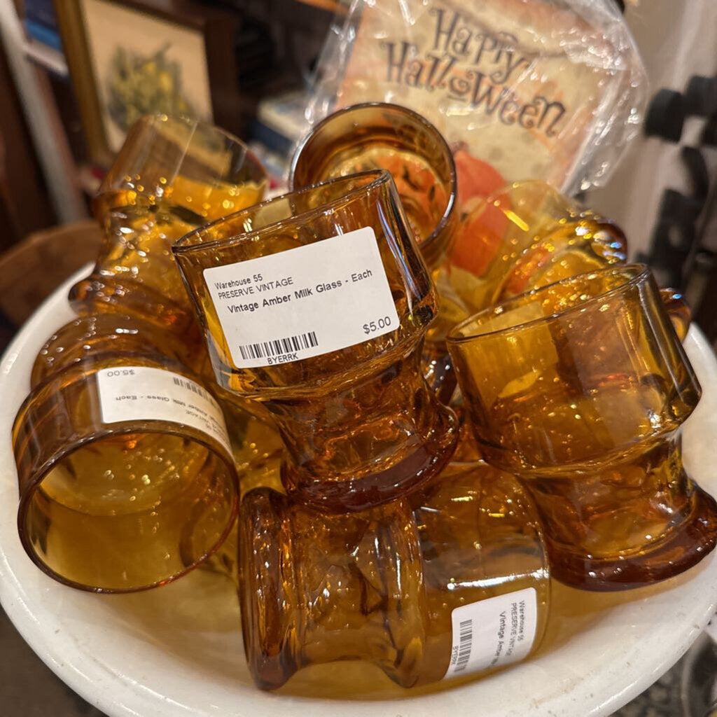 Vintage Amber Milk Glass - Each