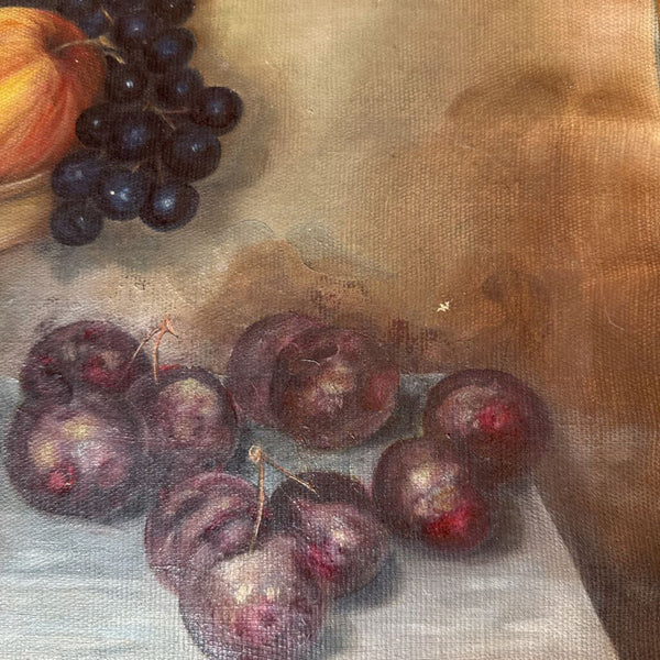 19th century art oil on canvas fruit still life in period frame