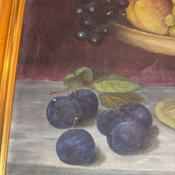 19th century art oil on canvas fruit still life in period frame