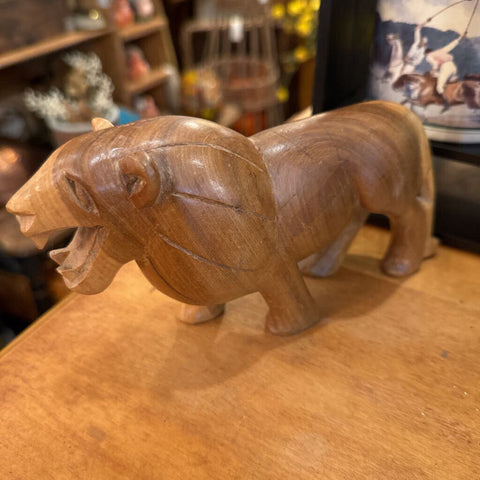 Wood carved lion