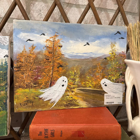 Kissing 2 ghost in field painting