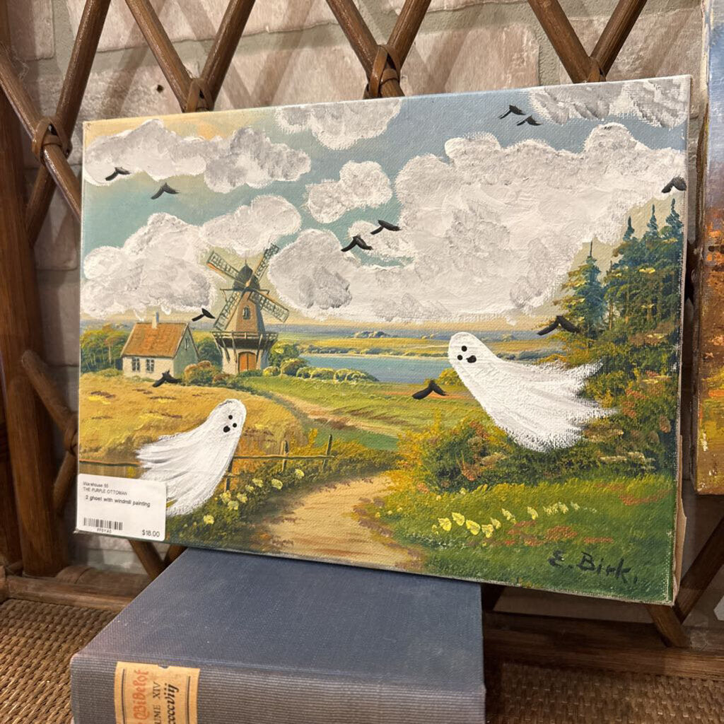 2 ghost with windmill painting