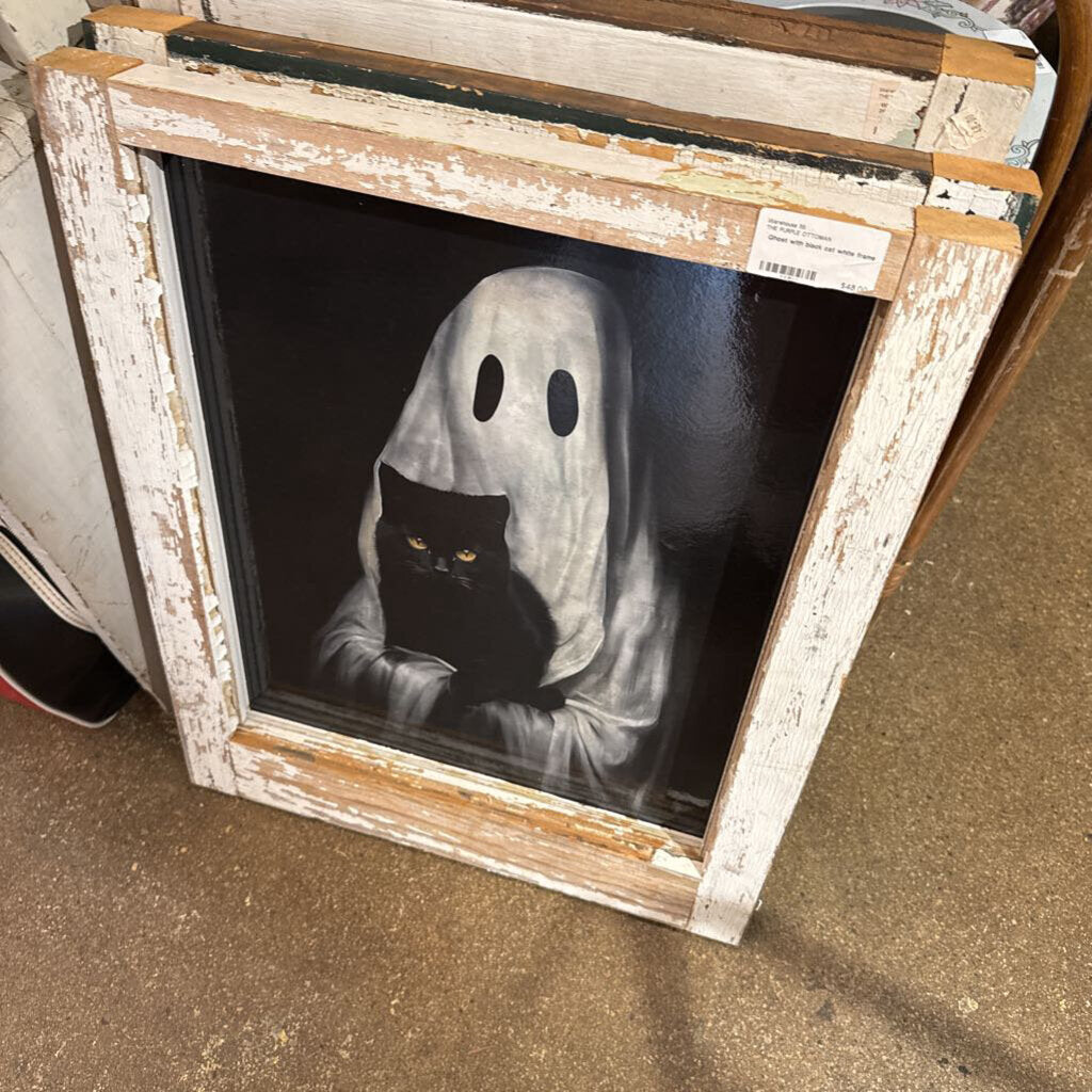 Ghost with black cat white frame