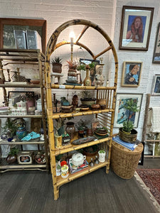 Arched rattan shelving unit available to pick up only 80 inch tall 33.5 wide and 15.5 depth
