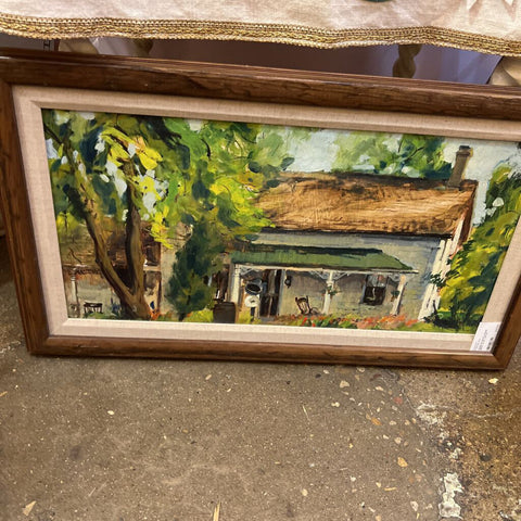 Country cabin oil painting