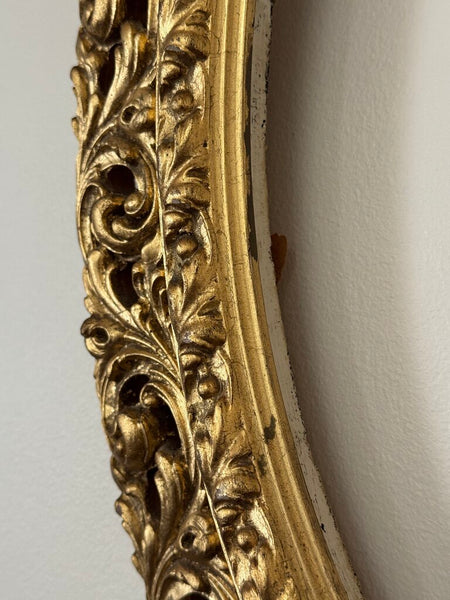 Oval gold wood oval carved frame
