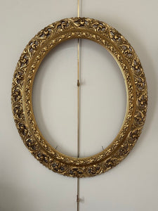 Oval gold wood oval carved frame
