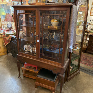 Peacock Curio Cabinet w Drawer. 43 x 66 x 14.5deep IN STORE PICK UP
