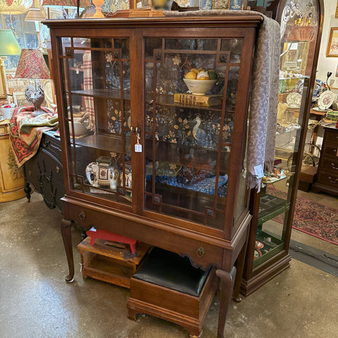 Peacock Curio Cabinet w Drawer. 43 x 66 x 14.5deep IN STORE PICK UP