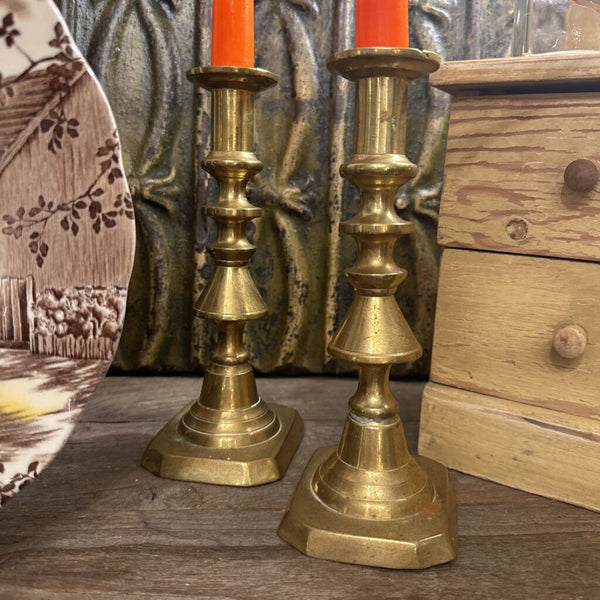 8" PAIR BRASS CANDLESTICKS